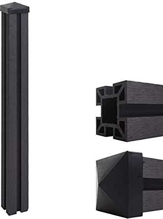 Mendler WPC-Pfosten Sarthe-WPC-Zaun - 98cm, anthrazit | Pfeiler, Pfahl, Stecksystem