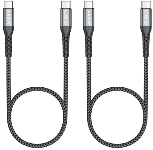 SUNGUY USB C auf USB C Kabel Kurz 2 X 0.5M 60W Schnellladekabel Type C zu Type C Ladekabel kompatibel mit iPhone 17/16/15 Pro Max,MacBook Pro, iPad Pro 2020, MacBook Air, Galaxy S24, Huawei P30