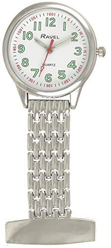 Ravel Classic Krankenschwester Taschenuhr - Silberfarben (Groß - 32mm Uhrengehäuse)
