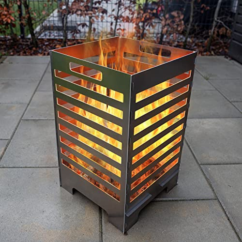 teileplus24 FT01 Barril de Fuego Cesto de Fuego Grande Angular Enchufable de fácil Limpieza, Diseño:Rayas 50cm