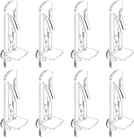 Unlorspy 20 Stück Kunststoff-Regalstifte, Schrank-Regal-Clips, passend für 7,9 mm Durchmesser Loch und 2,9 cm dickes Regal, selbstsichernde Regalstützen für Schränke, Möbel, Bücherregale, transparent