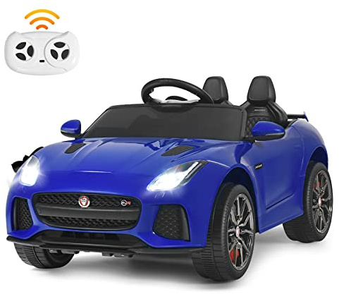 DREAMADE 12V Kinder Elektroauto, elektrisches Kinderauto mit 2,4G Fernbedienung & Musik & LED-Licht & Hupe, Elektrofahrzeug für Kinder ab 3 Jahren (Blau)