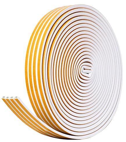 AiQInu Striscia di Gomma 16m/ 52.5ft Guarnizione Finestra Autoadesiva, Schiuma Nastro Paraspifferi Porta, Isolamento Nastro Sigillante per Anti Freddo, Rumore e Collisione