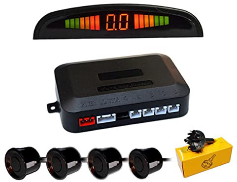 Sensores Aparcamiento Coche Detector de Radares para Coche Radar de Marcha atrás de 4 sondas para automóvil de 22 mm, Radar de estacionamiento de Voltaje de 12 V Negro