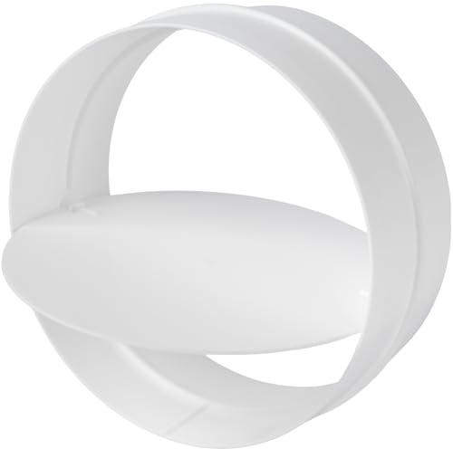 Vent Systems 150 mm / 6 Inch Round Male Duct Connector with Shutter – ABS Plastic HVAC Ducting Fittings for PVC Flexible or Rigid Vent Hose Pipe – Air Ventilation System Adapter