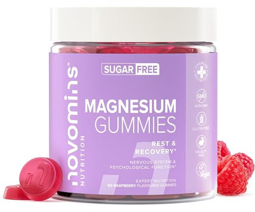 Magnesium Gummies | 1636 mg Magnesium Citrate | Zuckerfrei | Novomins | 180 mg of Magnesium | 60 Gummies | Alternative zu Pulver und Tabletten | 1-Monatsvorrat | Magnesium Komple Hochdosiert