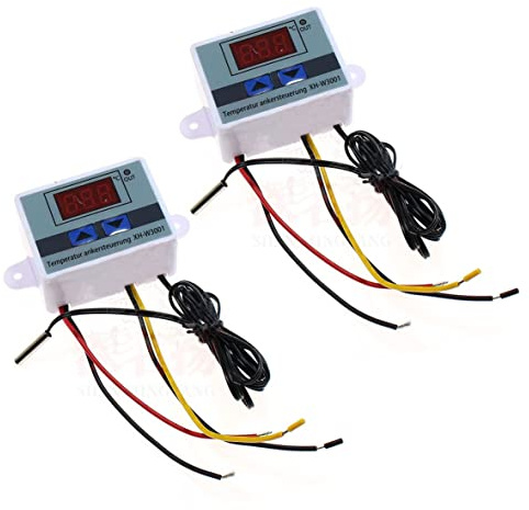 GERUI XH-W3001 Digital LCD Display Temperaturregler, DC 12V 120W Thermostatschalter mit Wasserdichter Sonde Microcomputer Thermostat,Programmierbarer Heizungskühlungsthermostat