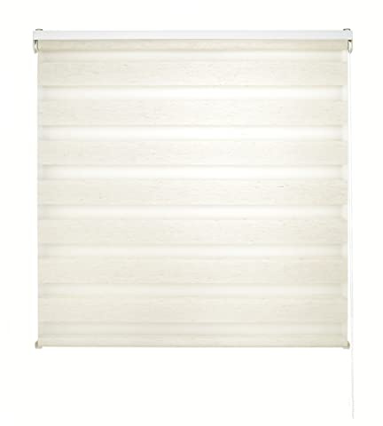 Decorblind | Doppellagiges Rollo für Nacht und Tag, Montage an Wand oder Decke, Maße: Breite 160 x Länge 250 cm, Maße Stoff: 157 x 245 cm, Ecru, Nacht- und Tagesfenster