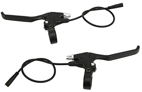 Tissting 1 Paire Levier de Frein de Scooter électrique 22,2mm 3 Fils en Alliage D'aluminium Poignée de Levier de Frein Double Frein Gauche Droite Connecteur étanche pour Vélo Motorisé 12-72 V E-Bike