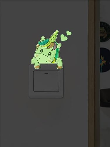 Vinilos de Pared Decorativos Corazón Unicornio Verde Estrellas Fluorescentes para Techo Autoadhesivas Pegatinas pared Decorativas Pegatinas Estrellas Fluorescentes para Habitación Niños