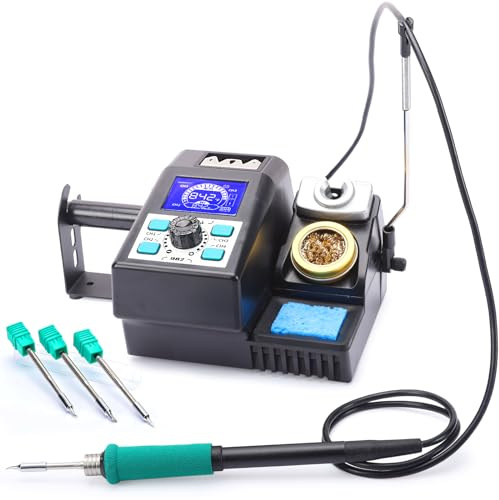 YIHUA 982 Precision Soldering Iron Station Kit with LCD Display, 3 Soldering Tips C245 Cartridge Compatible, Solder Dispenser and 4 Memory Channels, Auto Shutdown, Rapid Heating for Micro Soldering