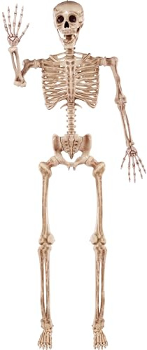 JOYIN 170 cm langes Halloween-Skelett in Lebensgröße, realistische Knochen mit beweglichen Gelenken für Halloween, Innen- und Außendekoration