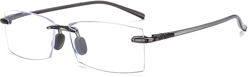 Lanomi Lesebrille Rahmenlose Herren Rechteckig Blaulichtfilter Brille Ohne Rahmen Federscharniere Lesehilfe Randlos Sehhilfe