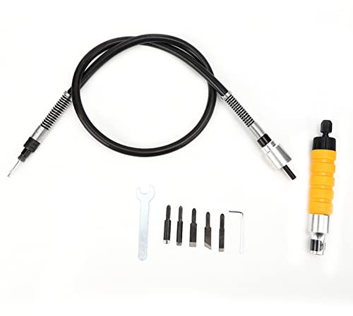 Cincelado eléctrico de madera, Cincelado eléctrico de carpintería con mango amarillo de llave inglesa, equipado con pulidor de escritorio, elevador y molino
