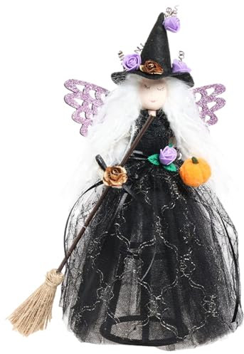 Halloween-Ornamente für den Baum, Urlaubsdekoration, Baumspitze, schwarze Baumspitzen, Sammelfiguren, Halloween-Ornamente, Baumschmuck, Hexenpuppen- -Dekorationen