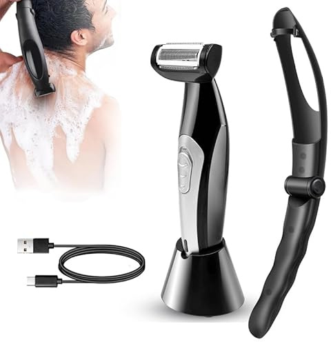 Back Shavers for Men,Non-Slip Back Hair Removal and Body Shaver,Extra-Long Detachable Handle Body Hair Trimmer ith Safety Blade,Wet or Dry Shaving