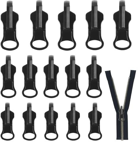Kayqbonke 15 Stück Reißverschluss Schieber Ersatz, 3 Modelle Reißverschluss Zipper Ersatz, Metall Reissverschlus, Abnehmbare Reißverschluss Zipper Pull Fixer Reißverschluss für Jacken,Rucksäcke,Koffer