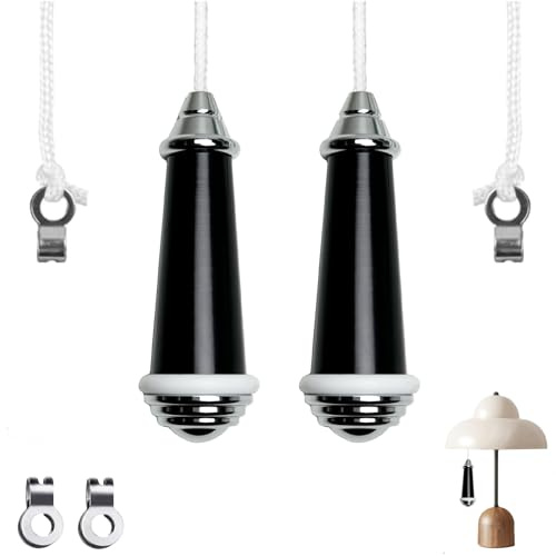 2 Pcs Ceramic Bathroom Light Pull Cord, 8cm Black Light Pull Handle with 100cm Light Pull Cord Extension and 2 Cord Connector, Pull Cord Light Witch Bathroom for Toilet Light Ceiling Light Fan Switch