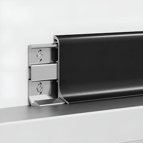 Raouoae Battiscopa in Alluminio 125cm (2 Pezzi) – Finitura Moderna Ed Elegante per Cucina, Bagno, Garage E Pareti – Design Contemporaneo per Arredamento E Decorazione Interni(Schwarz,Höhe: 40mm)