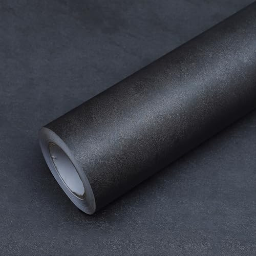 FEILAYS Beton-Effekt-Tapete im Retro-Stil, Vinylfolie, Dunkelgraue, klebrige Rückseite, Kunststoff, matt, dick, 60cmx5M, wasserdicht, selbstklebend, Schlafzimmer, Büro Tapeten