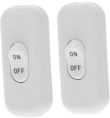 Hemobllo 2pcs Inline Electrical Button Control Switch White 6a 250v Rocker Inline Power Switch for Bedside Lamp Appliance Light Fixtures