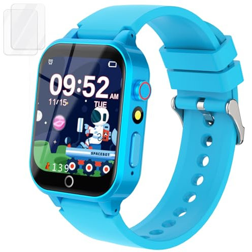 Cosjoype Kids Smart Watch for Kids with 26 Puzzle Games HD Camera Video MP3 Player Habit Tracking Learn Card Flashlight 12/24 hr Kid Watches Gift for 5-12 Year Old Boys Toys for Kid