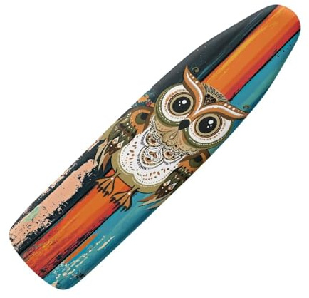 ZIATUBLES Art Owl Print Polyester Ironing Board Cover with Elastic Edge Heat Resistant Iron Padding Cover Home Accessories Iron Product for Home Clothing Shop Laundry, L