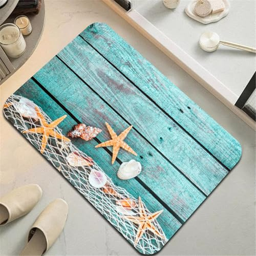 Odot Badematte rutschfest Schnelltrocknende Badezimmerteppich Super Saugfähig Kieselgur Duschmatte Absorbierende Badvorleger für Dusche Badewannen Badezimmer Toilette, Blau Ozean (Planke,50x80cm)
