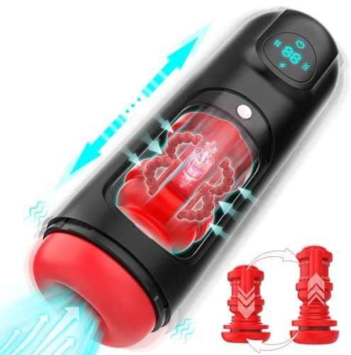 Sex Spielzeug für die Männer & Masturbator für Männer mit LCD Display–Taschenmuschi mit 8-Teleskopfunktion&Vibrations | Masturbieren für Männer durch realistisches 3D-Vagina |Sex Toyset für Man Solo