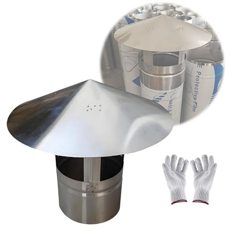 Fumaiolo Comignolo Cappello Spessore 0.55 Mm Tappo Di Sfiato Del Tetto In Acciaio Inox 304, Cappa Antipioggia Per Canna Fumaria, Copertura Camino A Pellet Stufa(27.3 cm+10.75 in)