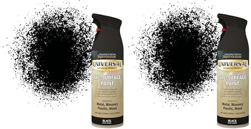 Rust-Oleum AE0160005E8 400ml Universal Spray Paint-Flat Black, 400 ml (Pack of 2)