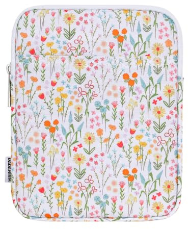 Dadanism 6-7 Inch Padded Sleeve for 7 Kindle Colorsoft Signature Edition and All-New Kindle Paperwhite, Protective Pouch Bag Carrying Case for 6 K-indle/K-indle Oasis/Kobo E-Reader, White Floral