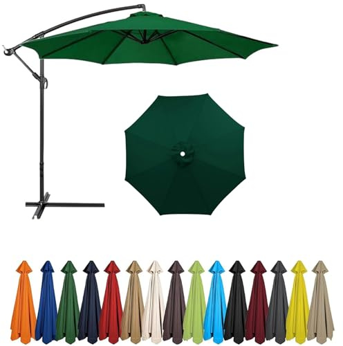 2m - 4m Replacement Parasol Canopy, UPF 50+ Garden Parasol Replacement Canopy,6 Arms 8 Arms Parasol Cover for Garden Parasol Accessories (Dark green,8ribs:4m/13.1ft)