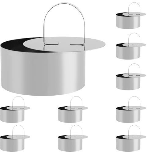 MUNGHOK Juego de 9 anillos para tartas de acero inoxidable, 10/15/20 cm, forma redonda + molde de corazón + anillo para tartas, rectangular, acero inoxidable, juego de anillos para postres, 4,5 cm de