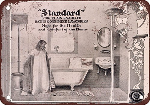 1905 Standard Porcelain Bathroom Fixtures Metal Tin Sign 8X12 Inches