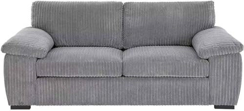 Jumbo Cord 2-Seater Sofa – Enhance Living Room Comfort with Our Stylish & Compact 2-Seater Jumbo Cord Sofa – Ideal for Modern Homes & Flats (Grey, 2 Seater)