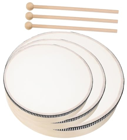 UKCOCO Tambourin à Main en Bois 3 Tailles pour Adultes, Instrument Percussion Portable, Ensemble Éducatif Parent-garçon Et Filles, Musique, Développement Rythme