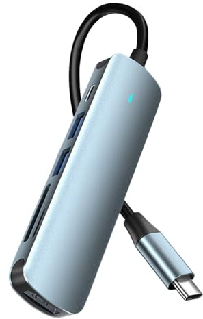 Hub Puerto USB C, Adaptador USB C para Ordenador con 6 Puertos, Dispositivo 6-en-1 Portátil para Reuniones Creadores de Contenido Apasionados de la Tecnología y Aulas