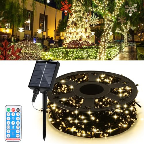 Hebitod Solar Lichterkette Außen 80M 800 LED, USB & Solar Ladefunktion, 8 Modi & Timer, IP44 Wasserdicht, Solarlichterkette Outdoor für Garten Terrasse Balkon Hochzeit Party, Warmweiß
