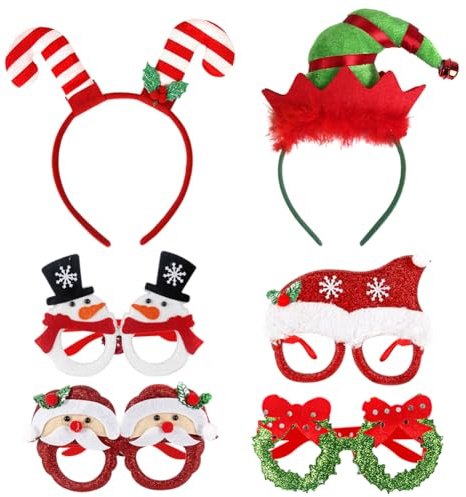 Weihnachtsbrillen,3D Partybrillen Für Weihnachten-Lustige Fotoprops Für Karneval & Silvester-Inklusive Nikolaus,Rentier,Schneemann Design-Weihnachten Party Dekoration Für Kinder Und Erwachsene