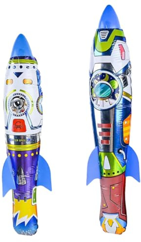 SOPOTUTU Giocattolo Aeronautico Gonfiabile 2 Pezzi Pellicola di Alluminio Aeromobile Volante Leggero Giocattolo da Lancio Sicuro per Esterno e Interno Regalo Festa Compleanno