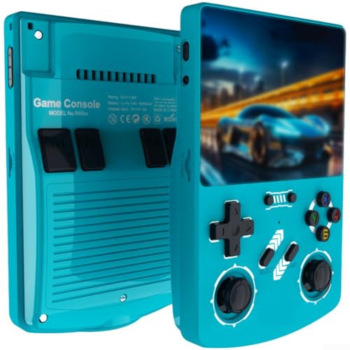 R40XX 128G console di gioco portatile retrò, 10,6 cm per sistema LINUX per Bluetooth Arcade Console di gioco online a due giocatori (blu)