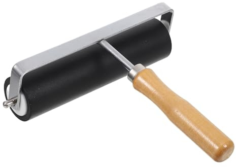 ifundom Rullo per Stampa in Gomma Dura Manico in Legno Ergonomico Strumento a Rullo per Inchiostrazione Artigianale su Legno e Pietra per Progetti Artistici e Fai da Te