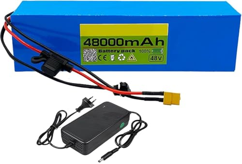 Batería De Iones De Litio 13S3P De 48 V Y 48 Ah Para Bicicletas Eléctricas Con Cargador Y Protección BMS Integrada, Ideal Para Motores De 200-2000 W. 48V 48Ah,T+JST