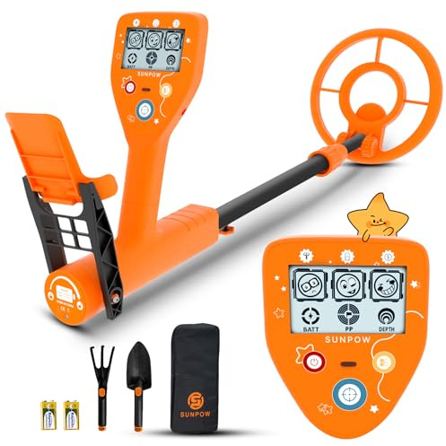 SUNPOW Detector de Metales para Niños, Bobina Impermeable IP68 | Chip de Actualización, 3 Modos, Vástago Ajustable de 81-101cm, Regalo para Niños de 8-12 Años
