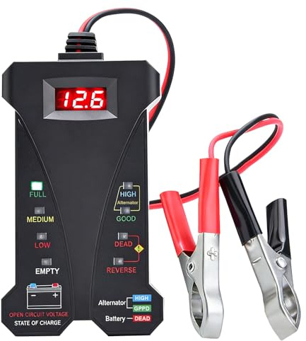ZenithCove Car Battery Tester 12V, Digital Battery Tester Load Tester | Alternator Voltmeter Charging System Analyzer with LCD Display and LED Indication for Car Motorcycle Boat SUV Truck Yacht