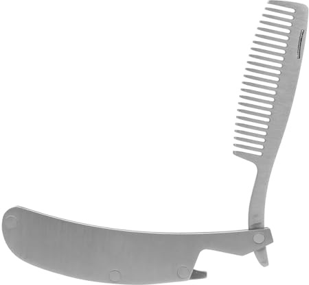 Hemobllo Faltbarer Bartkamm aus Edelstahl Kleiner Haarstyling Werkzeug Glatter Hautfreundlicher Klappkamm für Herren Tragbarer Bart und Haarkamm für Bartpflege