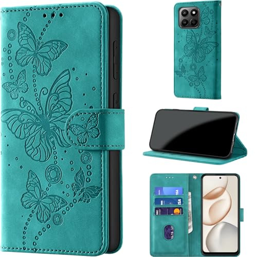 for Honor 400 Smart Wallet Case Flip, Turquoise | RFID Blocking, 3 Card Holder Stand, Shockproof TPU Shell, PU Leather Magnetic Closure