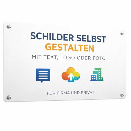 NOMIRO - Schilder selbst gestalten - Aluverbundschild personalisiert mit Wunschtext Foto oder Logo - wetterfest UV beständig - Firmenschild Türschild für Innen und Außen