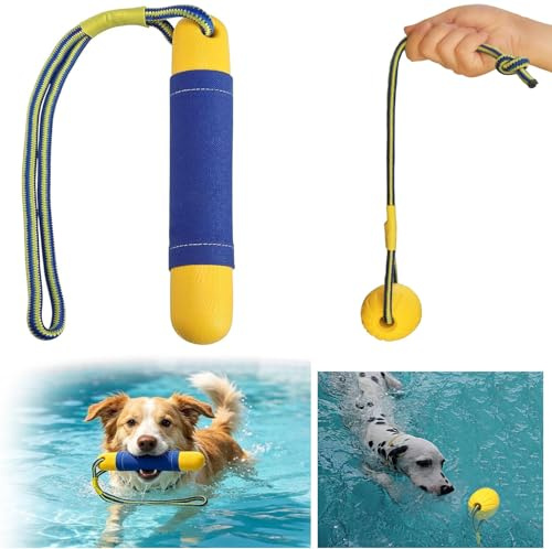LingBaby Wasserspielzeug Hund Schwimmender Hundedummy Wasserspielzeug Hund für Wurf- und Apportierspiele an Land und im Wasser hundeball mit Schnur wurfball für Hunde